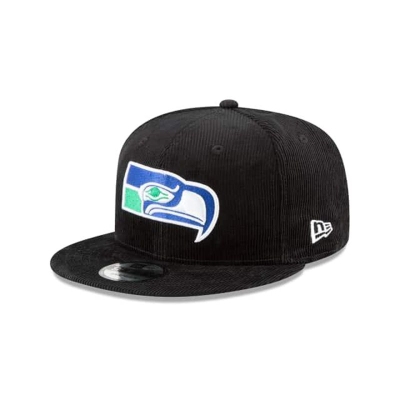 Black Seattle Seahawks Hat - New Era NFL Corduroy 9FIFTY Snapback Caps USA1473825